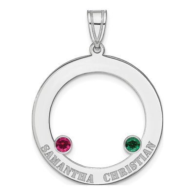 Sterling Silver Personalized 2-Stone Family Circle Pendant – view 2