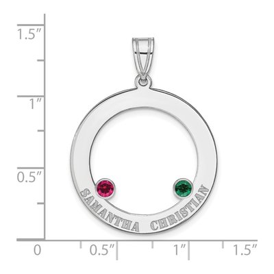 Sterling Silver Personalized 2-Stone Family Circle Pendant – view 3