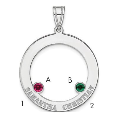 Sterling Silver Personalized 2-Stone Family Circle Pendant