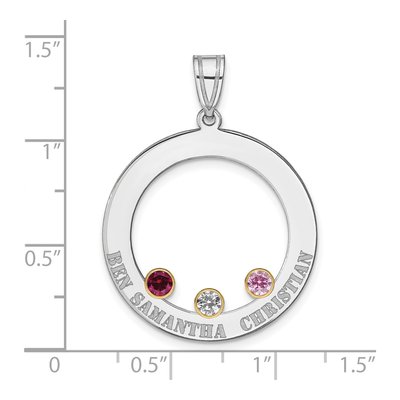 Gold-Plated Sterling Silver Personalized 3-Birthstone Circle Family Pendant – view 3