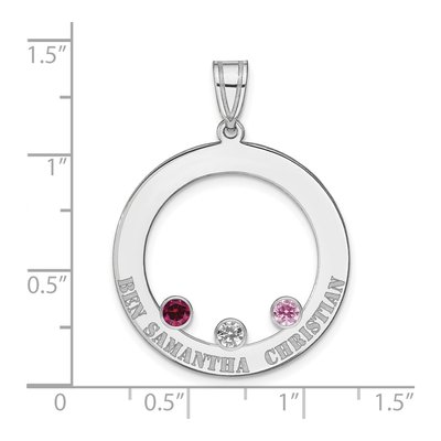 Sterling Silver Personalized 3-Stone Family Circle Pendant – view 3