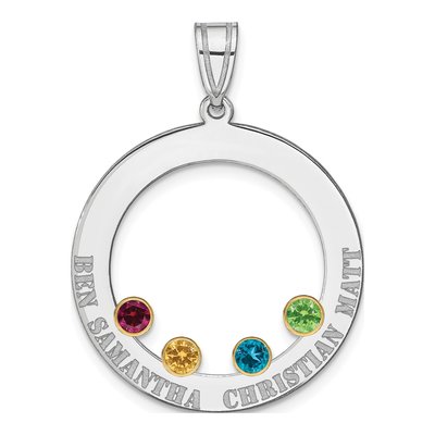 Gold-Plated Sterling Silver Personalized 4-Birthstone Family Circle Pendant – view 2