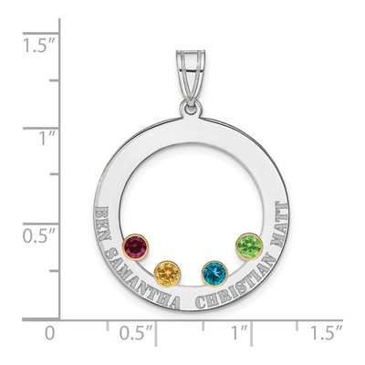 Gold-Plated Sterling Silver Personalized 4-Birthstone Family Circle Pendant – view 3