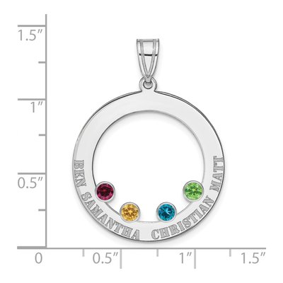 Sterling Silver Personalized 4-Birthstone Family Circle Pendant – view 3