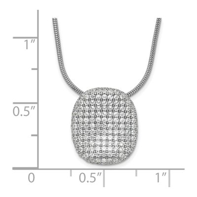 Sterling Silver CZ Pave Oval Pendant Necklace – view 4