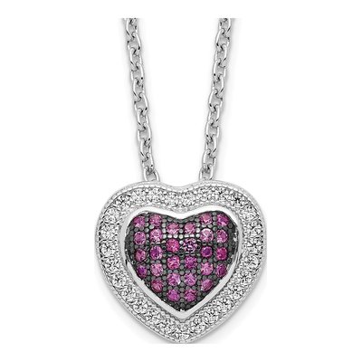 Sterling Silver CZ Heart Pendant Necklace