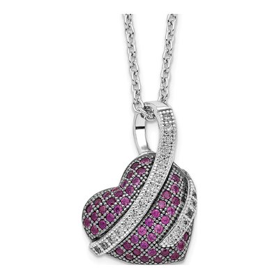 Sterling Silver CZ Heart Pendant Necklace
