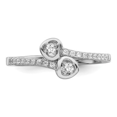 Sterling Silver CZ Micro Pave Heart Ring – view 6