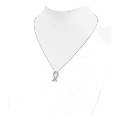 Sterling Silver CZ Awareness Ribbon Necklace – view 4