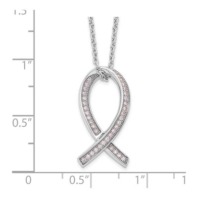 Sterling Silver CZ Awareness Ribbon Necklace – view 5