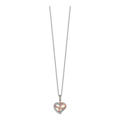 Gold-Plated Sterling Silver CZ Pave Heart Necklace – view 3