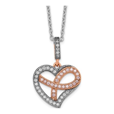 Gold-Plated Sterling Silver CZ Pave Heart Necklace