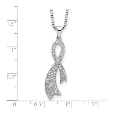 Sterling Silver CZ Pave Ribbon Necklace – view 6