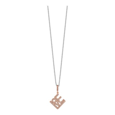 Gold-Plated Sterling Silver CZ LOVE Pendant Necklace – view 3
