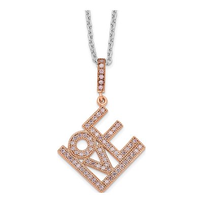 Gold-Plated Sterling Silver CZ LOVE Pendant Necklace