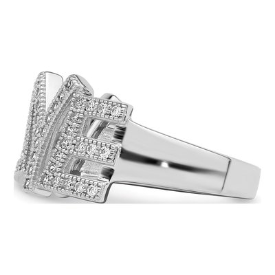 Sterling Silver CZ Micro Pave Love Ring – view 4