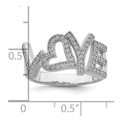 Sterling Silver CZ Micro Pave Love Ring – view 5