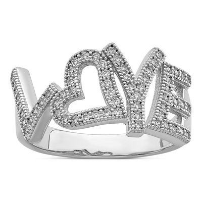 Sterling Silver CZ Micro Pave Love Ring