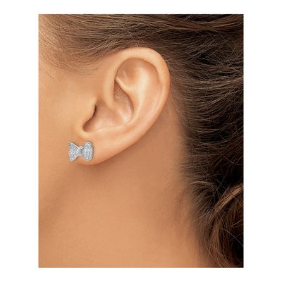 Sterling Silver CZ Pave Bow Stud Earrings – view 4