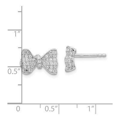 Sterling Silver CZ Pave Bow Stud Earrings – view 5
