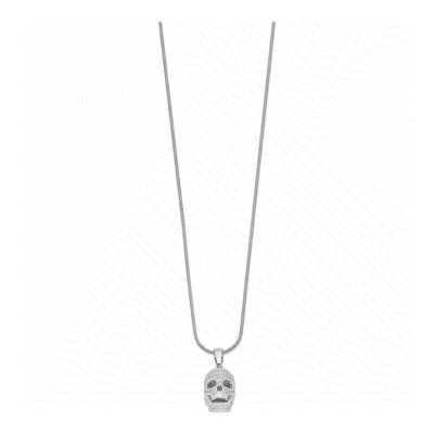 Sterling Silver CZ Pave Skull Necklace – view 3