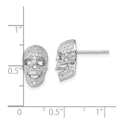 Sterling Silver CZ Pave Skull Stud Earrings – view 5