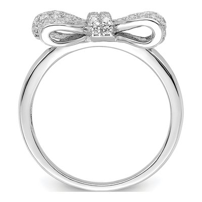 Sterling Silver CZ Pave Bow Ring – view 3