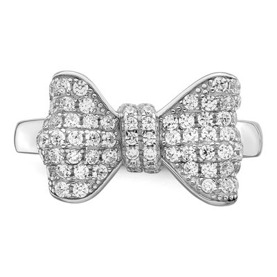 Sterling Silver CZ Pave Bow Ring – view 6