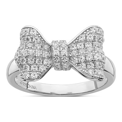 Sterling Silver CZ Pave Bow Ring