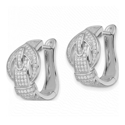 Sterling Silver CZ Pave Buckle Dangle Earrings – view 3