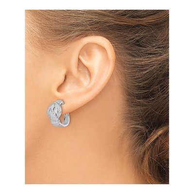 Sterling Silver CZ Pave Buckle Dangle Earrings – view 4