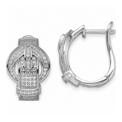Sterling Silver CZ Pave Buckle Dangle Earrings