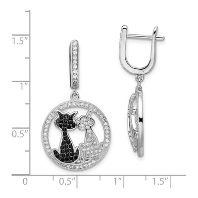 Sterling Silver 36mm CZ Cat Huggie Hoop Earrings – view 5