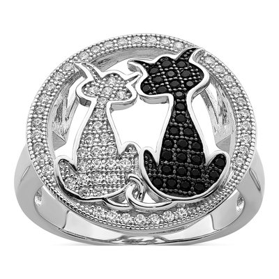Sterling Silver CZ Cat Ring