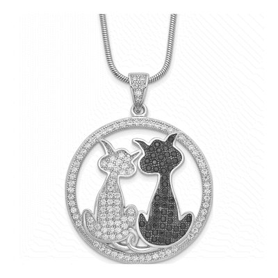 Sterling Silver CZ Cat Necklace