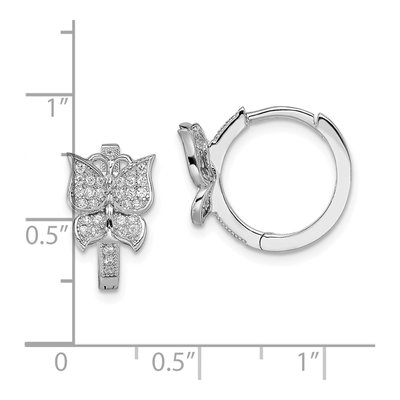 Sterling Silver 18mm CZ Butterfly Huggie Hoop Earrings – view 5