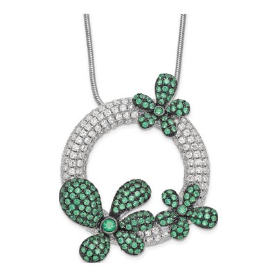 Sterling Silver CZ Flower Necklace