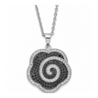 Sterling Silver CZ Clear Flower Necklace