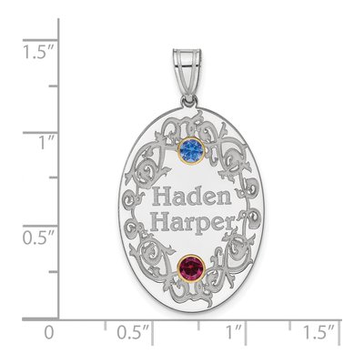 Sterling Silver Personalized Bezel Crystal Family Pendant – view 2