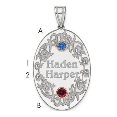 Sterling Silver Personalized Bezel Crystal Family Pendant – view 3