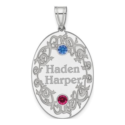 Sterling Silver Personalized Crystal Family Pendant – view 2