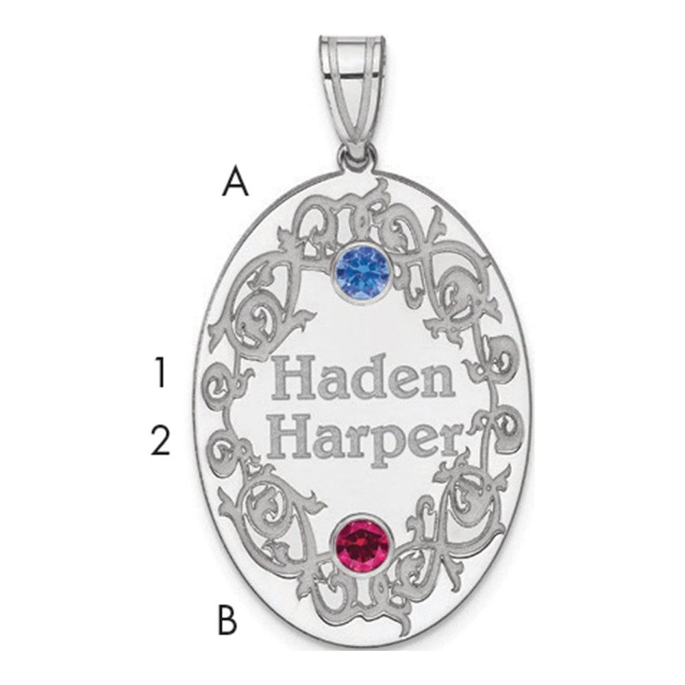 Sterling Silver Personalized Crystal Family Pendant