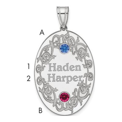 Sterling Silver Personalized Crystal Family Pendant