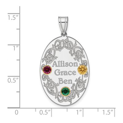 Sterling Silver Personalized Crystal Family Pendant – view 2