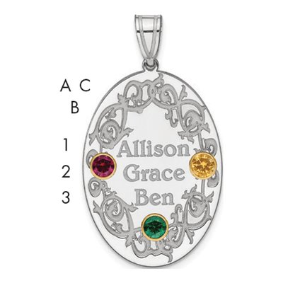 Sterling Silver Personalized Crystal Family Pendant – view 3