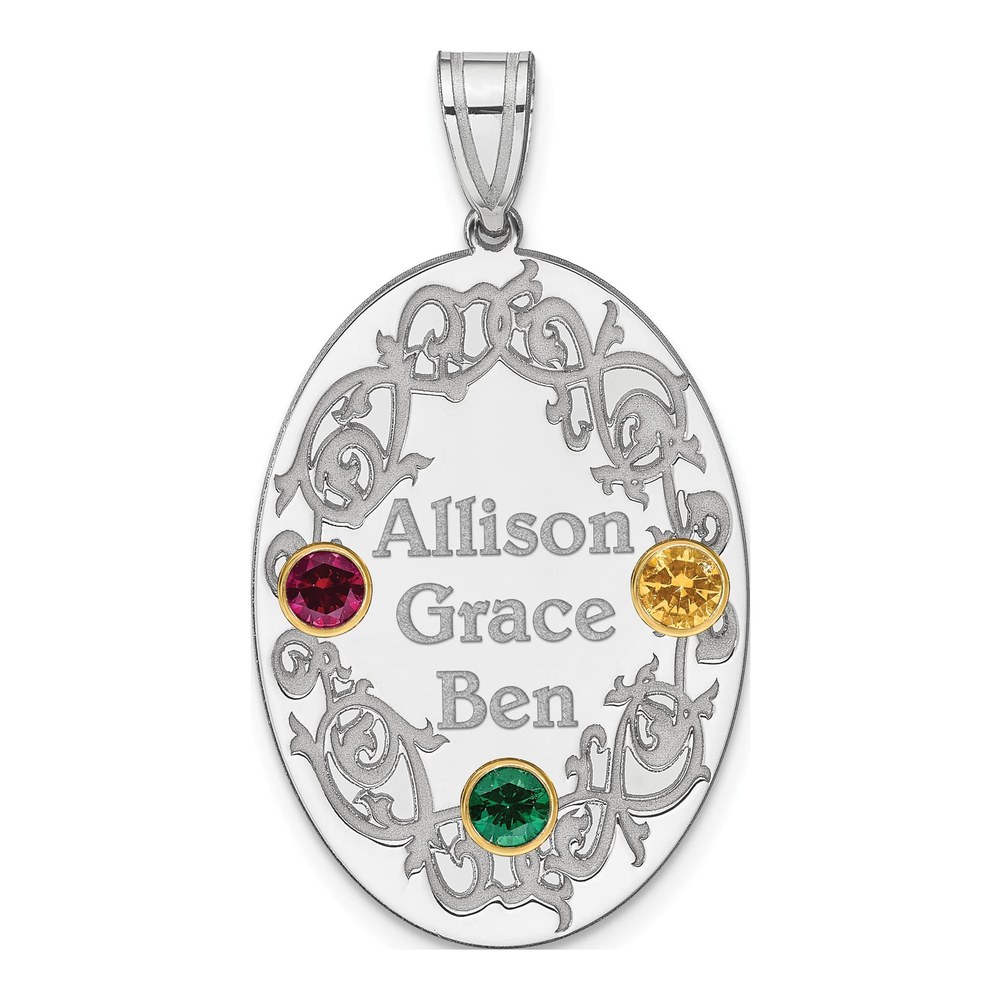 Personalized Sterling Silver Crystal Family Pendant