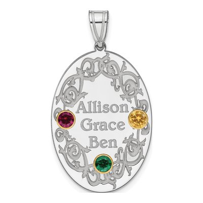 Sterling Silver Personalized Crystal Family Pendant