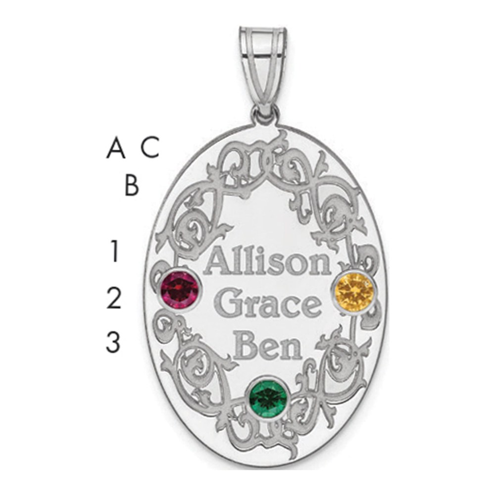 Sterling Silver Personalized Family Crystal Pendant