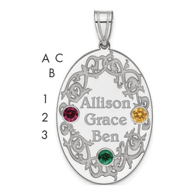Sterling Silver Personalized Family Crystal Pendant