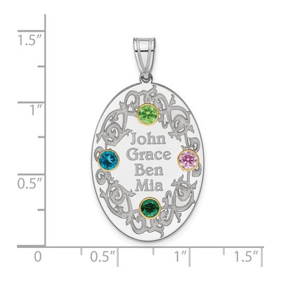 Sterling Silver Personalized Family Crystal Pendant – view 2